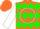 Silk - Orange, orange d on white circle, green diamonds on white sleeves, orange cap