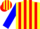 Silk - Yellow and red stripes, blue sleeves