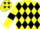 Silk - Yellow body, black diamonds, yellow arms, black armlets, yellow cap, black stars