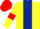 Silk - Yellow, Dark Blue stripe, Yellow sleeves, Red armlets, Red cap