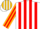 Silk - White, gold and red stripes