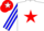 Silk - White, red star, blue and white striped sleeves, red cap, white star