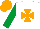 Silk - White, orange maltese cross, emerald green sleeves, orange cap