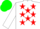 Silk - White, red stars, green cap