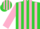 Silk - Lime green and pink stripes, pink sleeves, striped cap