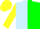Silk - Light blue and green halved horizontally, yellow sleeves and cap