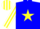 Silk - Blue, yellow star, white and yellow striped sleeves and cap