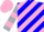 Silk - blue, silver and pink diagonal stripes, hooped sleeves, pink cap