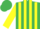 Silk - Emerald green and canary yellow stripes, canary yellow sleeves, emerald green armbands and cuffs, yellow