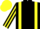 Silk - Black, yellow braces, striped sleeves, yellow cap, black peak