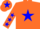 Silk - Orange, blue star, orange sleeves, blue stars, orange cap, blue star