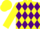 Silk - Dayglo yellow, purple band of diamonds, dayglo yellow sleeves and cap