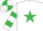 Silk - White, emerald green star, white and emerald green hooped sleeves, quartered cap