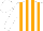 Silk - White and orange stripes, white sleeves and cap