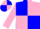 Silk - Blue and pink quartered diagonally, pink sleeves, quartered cap