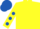 Silk - Yellow, royal blue spot, yellow sleeves, royal blue spots, royal blue cap