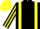 Silk - Black, yellow braces, striped sleeves, black cuffs, yellow cap, black peak