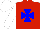 Silk - Red, blue maltese cross, white sleeves and cap