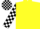 Silk - Bright yellow, black and white checked sleeves and cap