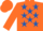 Silk - Spectrum orange, royal blue stars, spectrum orange sleeves and cap