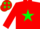 Silk - Red, green star, red sleeves, yellow cuffs and cap, green stars