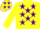 Silk - Yellow, purple stars, yellow sleeves, yellow cap, purple stars and peak