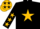 Silk - Black, gold star, black sleeves, gold stars and cap