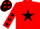 Silk - Red, black star, black stars on sleeves, black cap, red stars