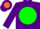 Silk - Purple, orange & yellow mushroom on green ball