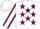 Silk - White, maroon stars, white sleeves, maroon seams, white cap, maroon peak