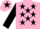 Silk - Pink, black stars, black sleeves, pink cap, black star and peak