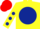 Silk - Yellow, dark blue disc, dark blue spots on sleeves, red cap