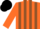 Silk - orange and brown stripes, black cap