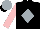 Silk - Black, silver diamond, pink sleeves, silver cap, black peak