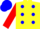 Silk - Yellow, blue spots, red sleeves, blue cap