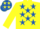 Silk - Yellow, royal blue stars, royal blue hoops on yellow sleeves