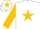 Silk - White, gold star and sleeves, white cap, gold star