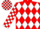 Silk - Red, white band of diamonds, checked sleeves and cap