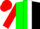 Silk - green and black halves, white stripe, red sleeves, red yoke, red cap