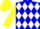Silk - Blue, white band of diamonds, yellow sleeves and cap