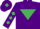 Silk - Purple, Emerald Green inverted triangle, diamonds on sleeves, and diamond on cap