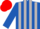 Silk - Royal blue and light grey stripes, red cap