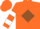Silk - Burnt orange, brown diamond, two white hoops on sleeves, orange cap