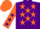 Silk - Purple, dayglo orange stars and sleeves, purple stars and cuffs, dayglo orange cap,purple peak