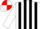 Silk - White, black stripes, white sleeves, red armbands, red and white quartered cap