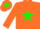 Silk - Orange, green star, orange sleeves, orange cap, green star