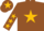 Silk - Brown, gold star, brown sleeves, gold stars, brown cap, gold star
