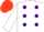 Silk - White, purple spots, scarlet cap