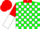 Silk - Green and white blocks, red collar, red and white vertical halved sleeves, red cap