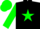 Silk - Black, green star, sleeves and cap